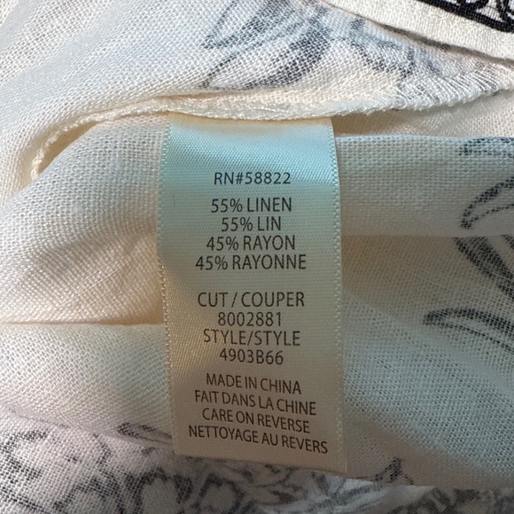 Max Studio London Linen Blend V Neck‎ Embroidered Midi Dress Ivory Black XS - Picture 7 of 8